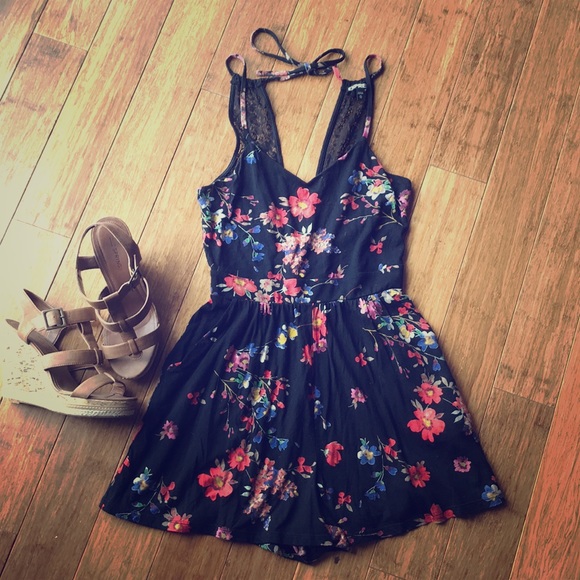 Express Other - Express Black Floral Romper